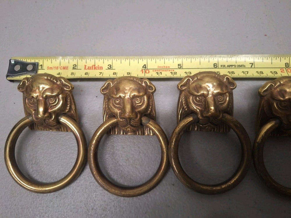 Vintage 9 Lion Head 1 Gorilla Solid Brass Pulls Cabinet Ornate NOS Please Read