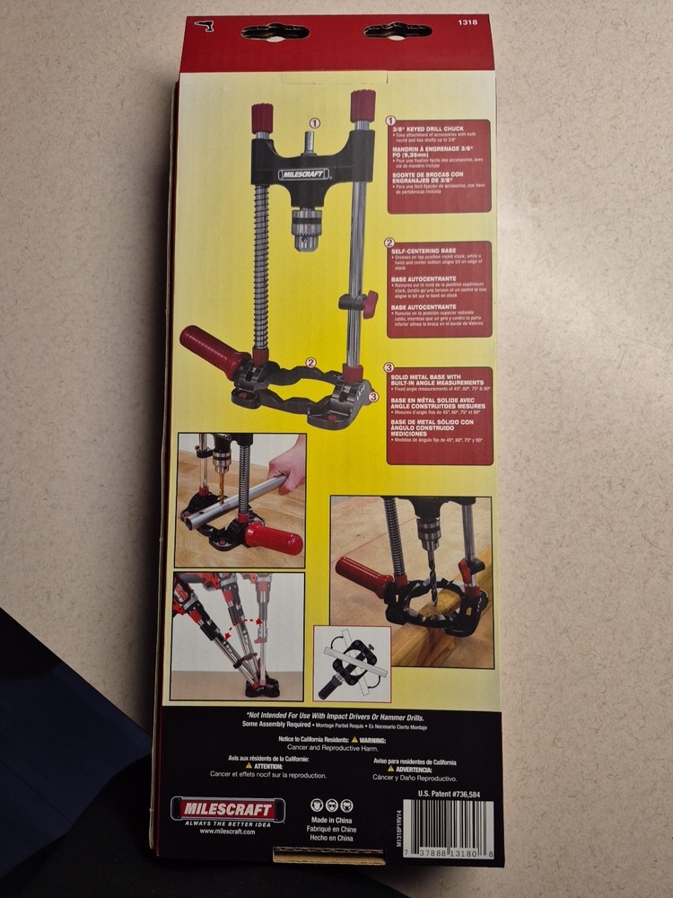 Milescraft DrillMate 1318 Portable Drill Press Guide Jig Multi Angle NEW