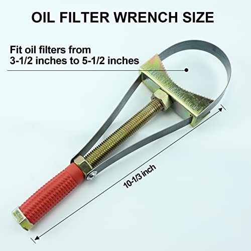 Oil Filter Wrench Removal Tool Heavy Duty Adjustable Strap 9-15 cm Diameter
