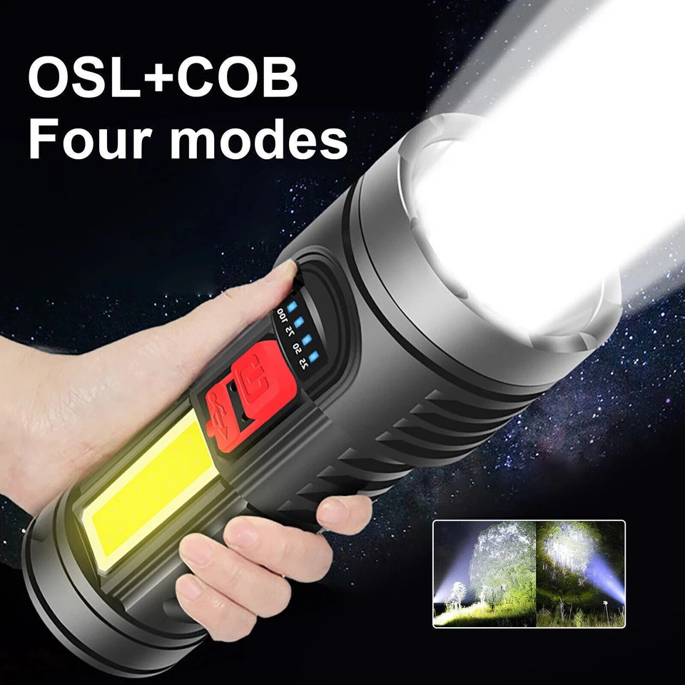 LED Super Bright Flashlight Rechargeable Torch Tactical Lamp USB & Battery