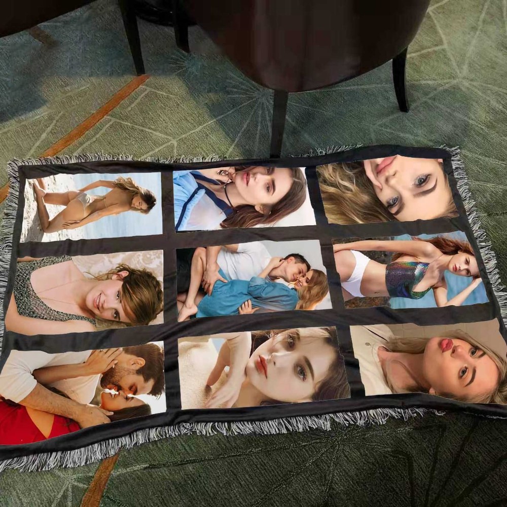 2 Pack Sublimation Blanks Throw Blanket with 9 Photos Panel 40"X60",100% Poly...