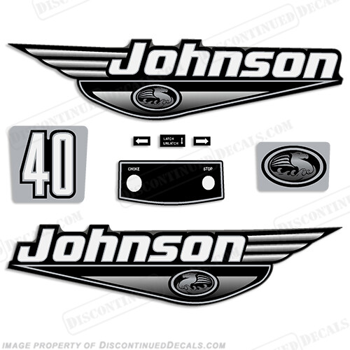 Fits Johnson 40hp Decals - 1999 - 2000 - Black