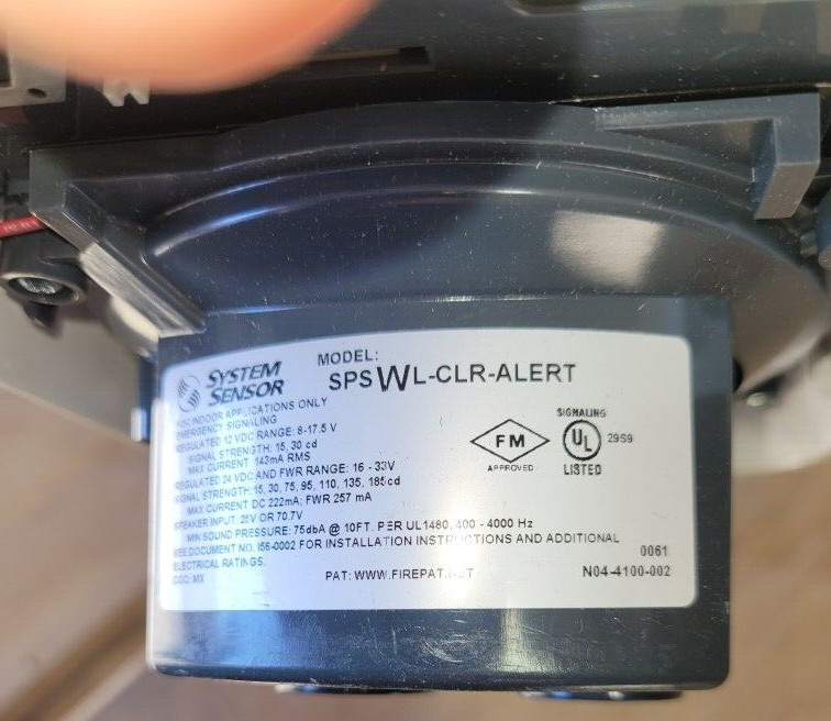 SYSTEM SENSOR HONEYWELL SPSWL-CLR-ALERT (NO BACK MOUNTING PLATE)