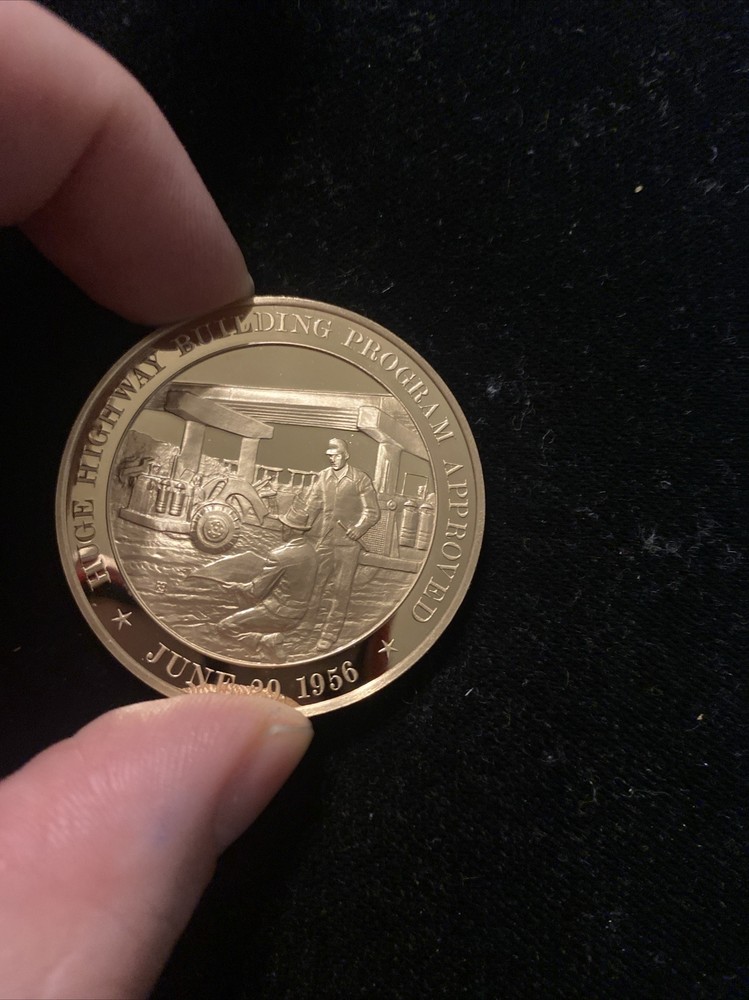 Us History Franklin Mint Bronze Medal 1956 Huge Highway Building Program