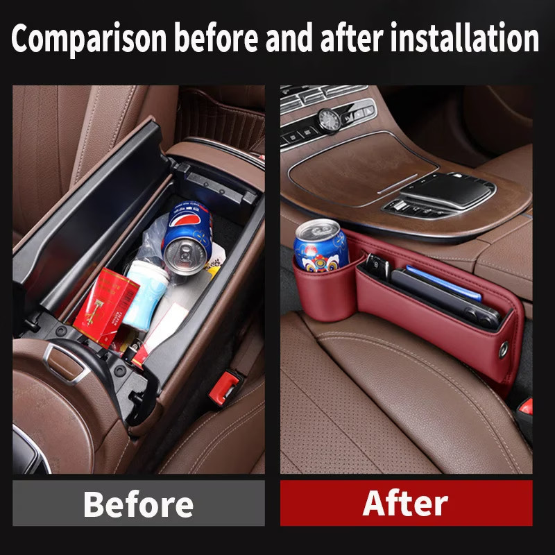 2Pcs Car Seat Gap Organizer - Universal Auto Interior Storage Box & Cup Holder