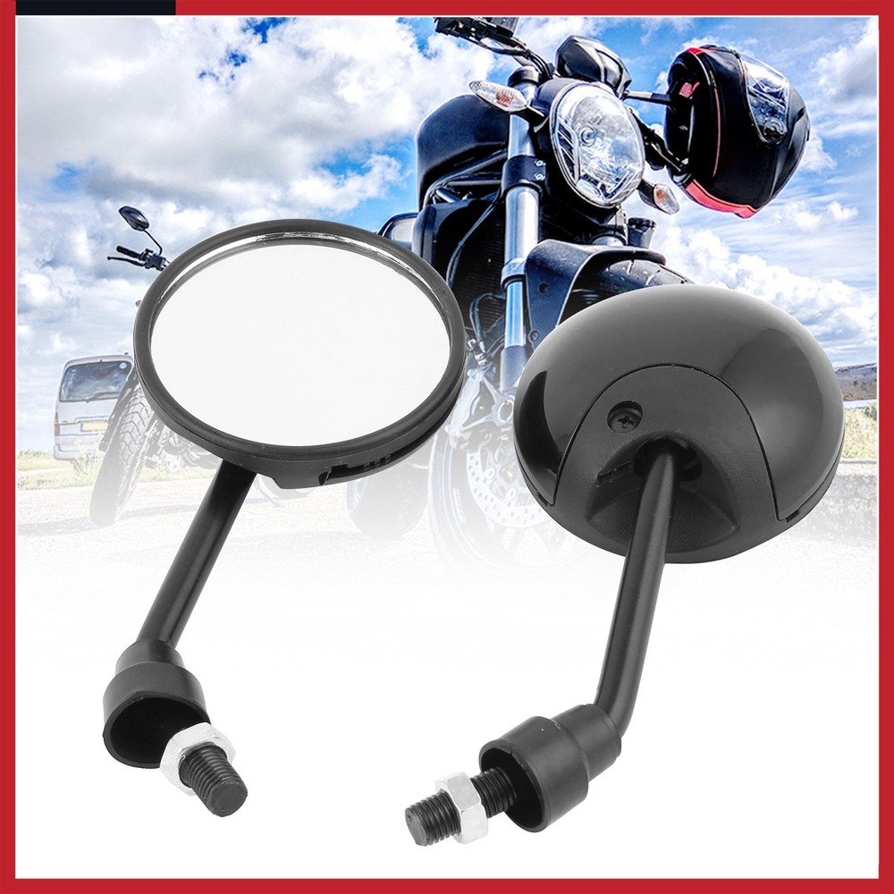 1Pair Front 10mm 0.39" Thread Dia Motorcycle Rear View Mirror Round Universal