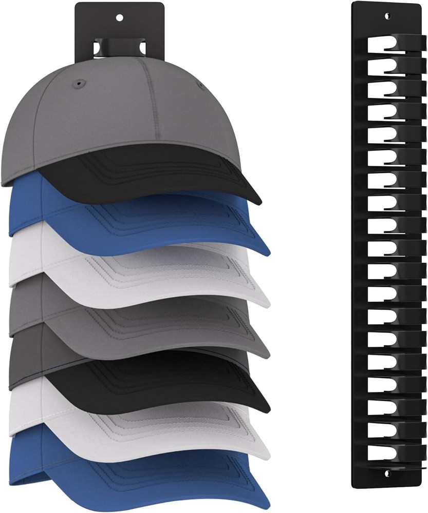 Versatile Hat Organizer: Wall-Mounted, Holds 19 Caps with 2 Installation Types