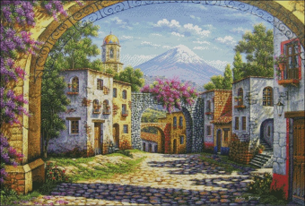 Three Arches - Chart Counted Cross Stitch Patterns Needlework DIY DMC Color