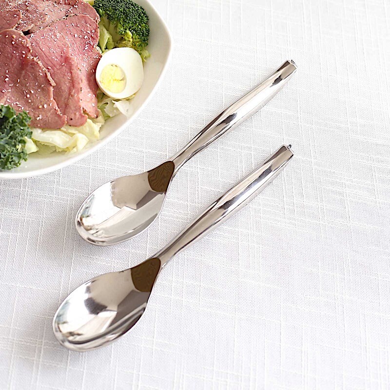 10 Silver 10" Heavy Duty Plastic Large Serving Spoons Party Events Tableware