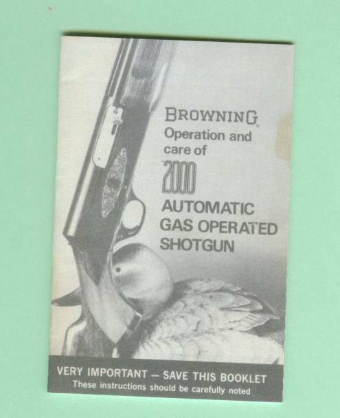 Browning  Model 2000 B2000 Owners Manual Reproduction