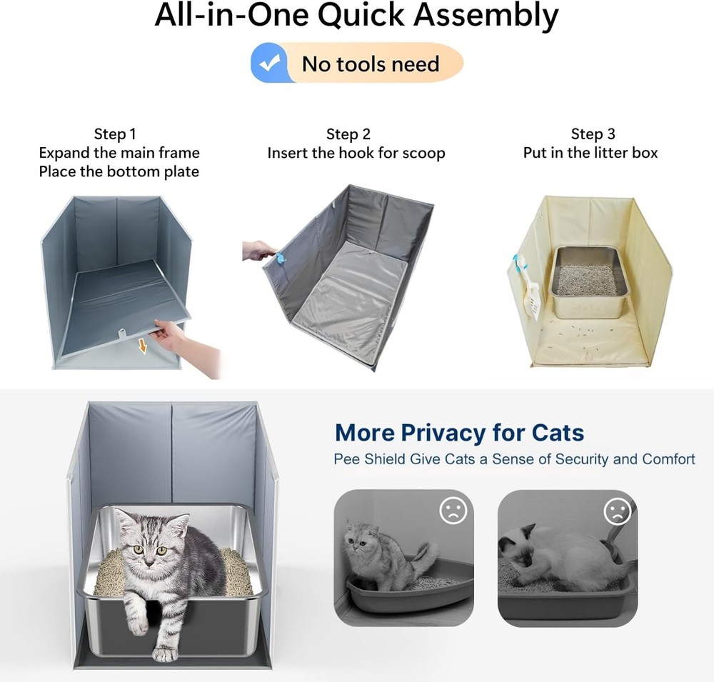 Extra-Large Cat Litter Box Enclosure with Leak-Proof Mat