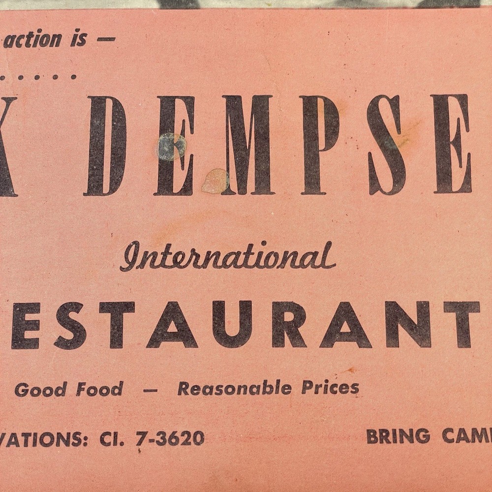 Jack Dempsey’s Restaurant Menu March 7 1971