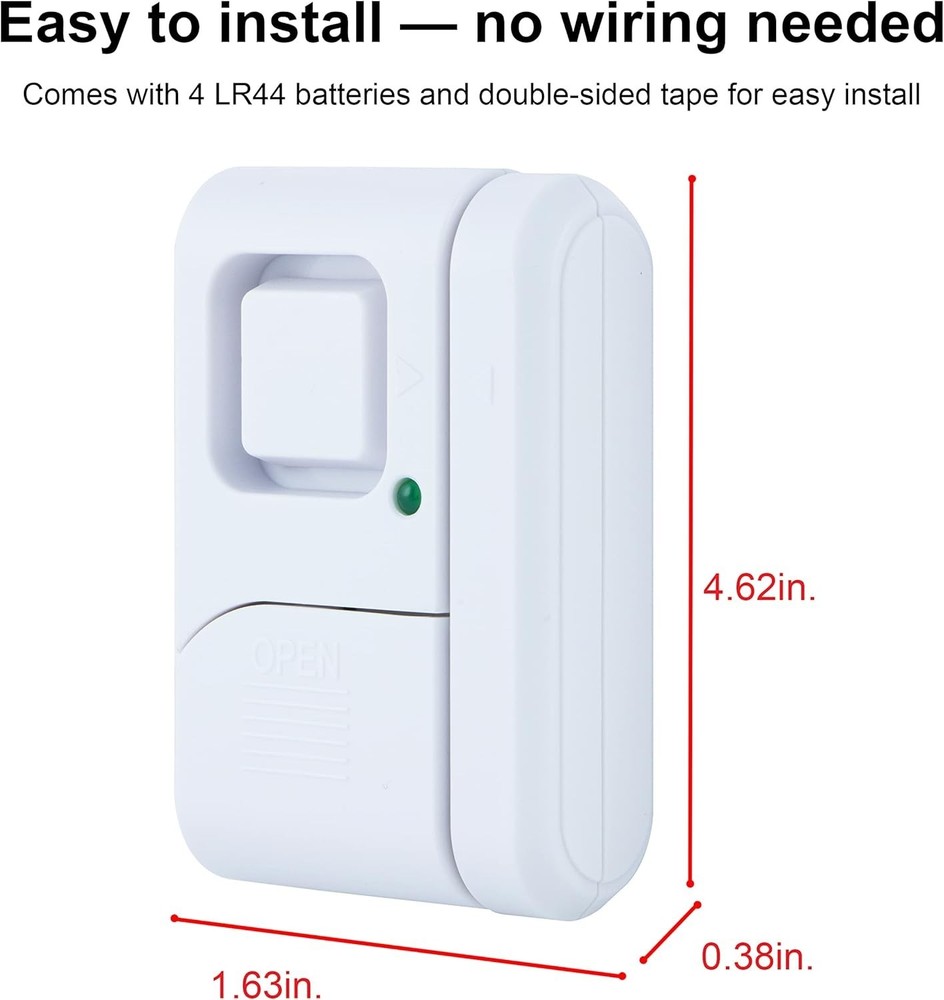 Battery Powered Security Alarms, 6 Pack for Doors and Windows, Easy Installation