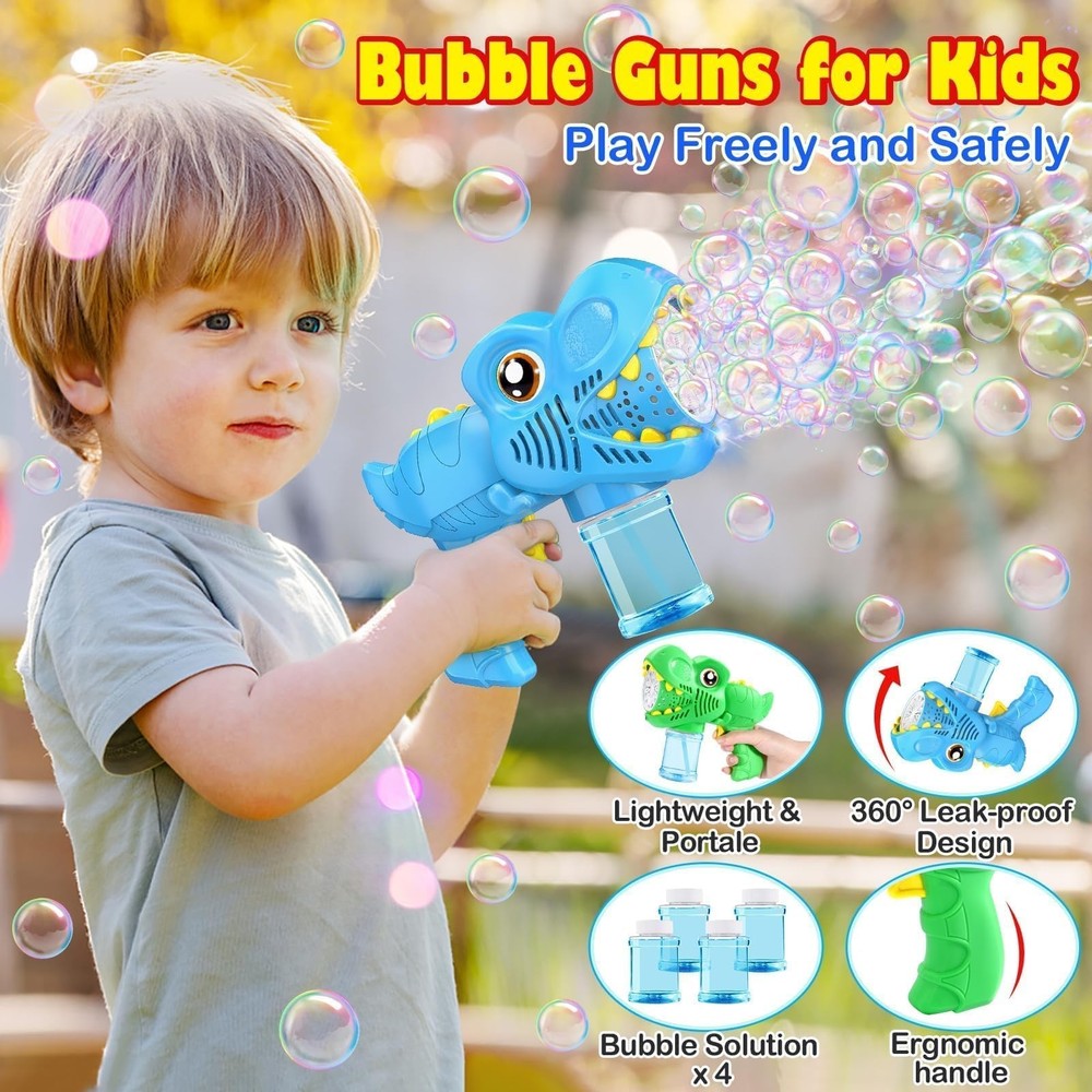 Bubble 2 Pack Dino Bubble Machine for Toddlers with 4 Solutions Easter Basket...
