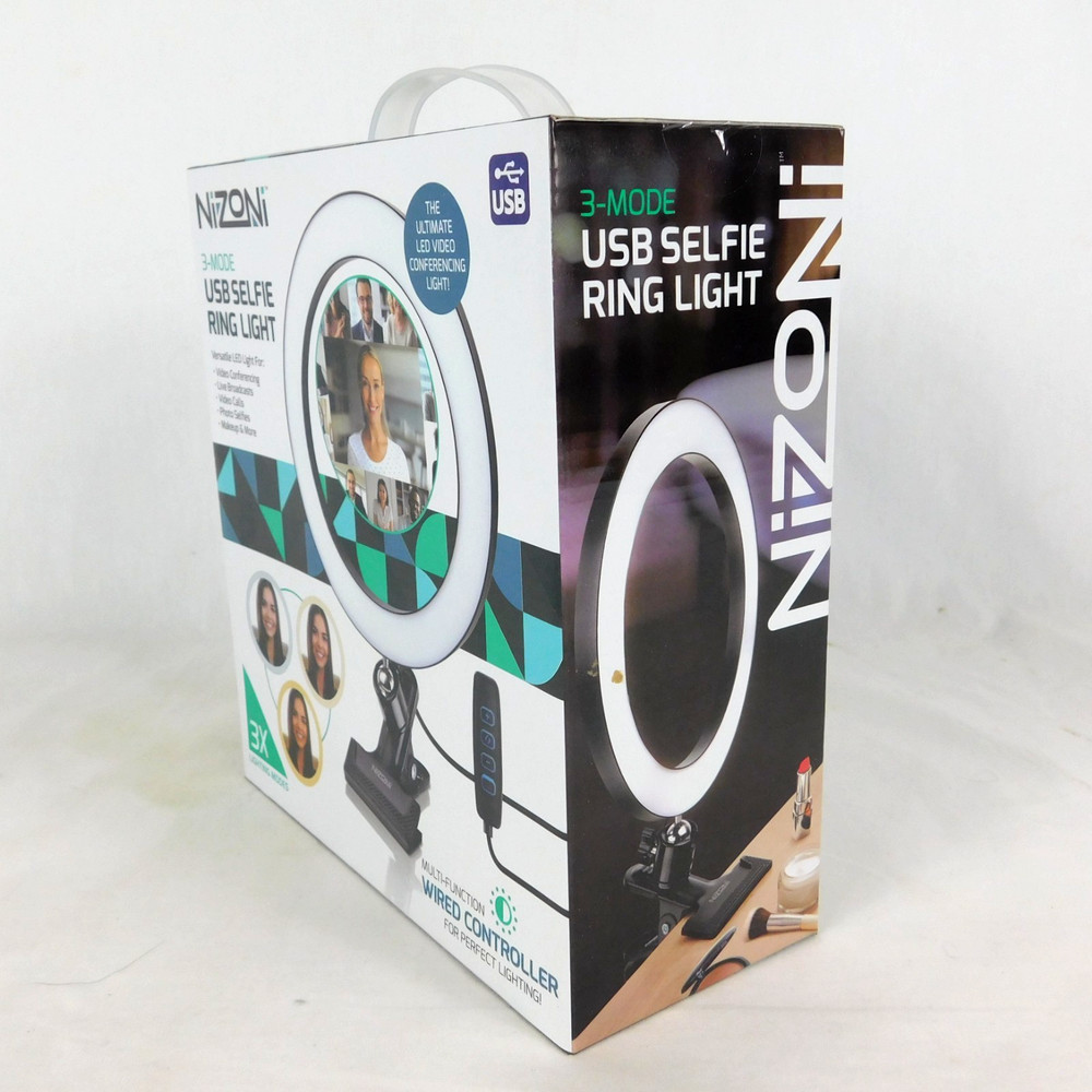 Nizoni 3 Mode USB Selfie Ring Light 8" Computer Wired Controller Clamp Base NEW