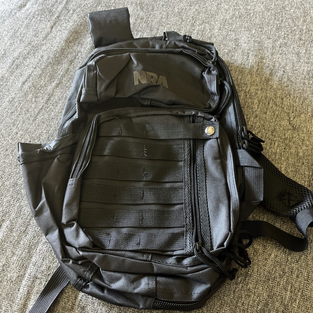 NRA Backpack Black W/Multiple Inside Pockets/5 Exterior Zipper Pockets