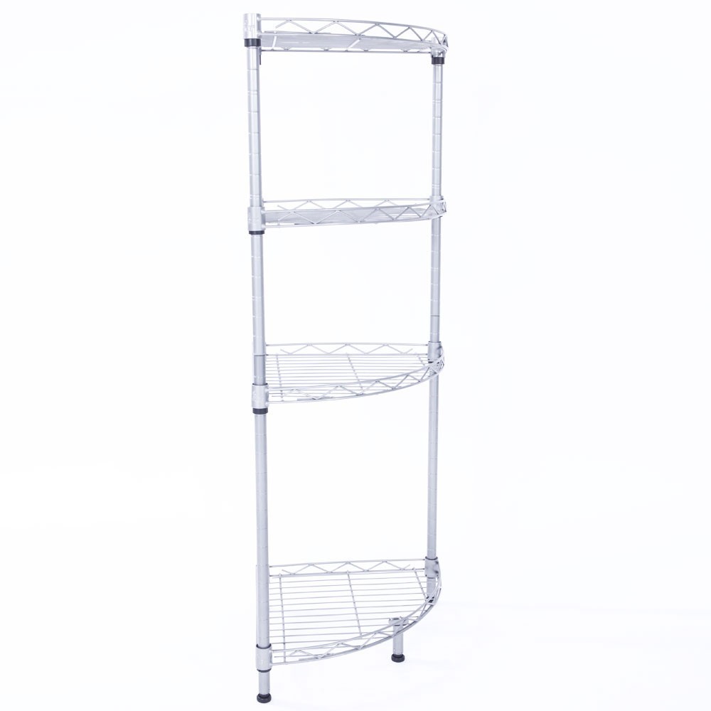4 Tier Corner Shelf Rack Kitchen & Bathroom Storage Wire Organizer Space Saving