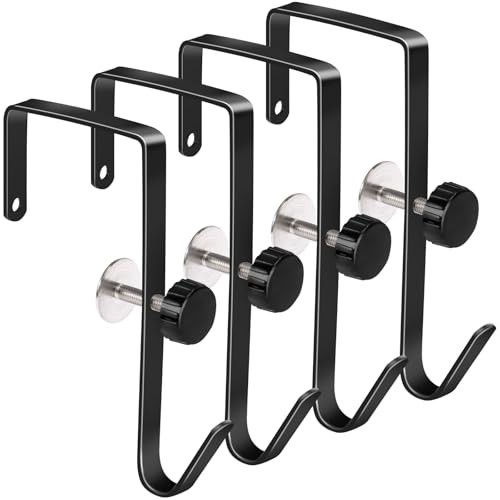 4 Pack Over The Door Hooks, Adjustable， Width range1.18 to 1.97 inchesPrevent