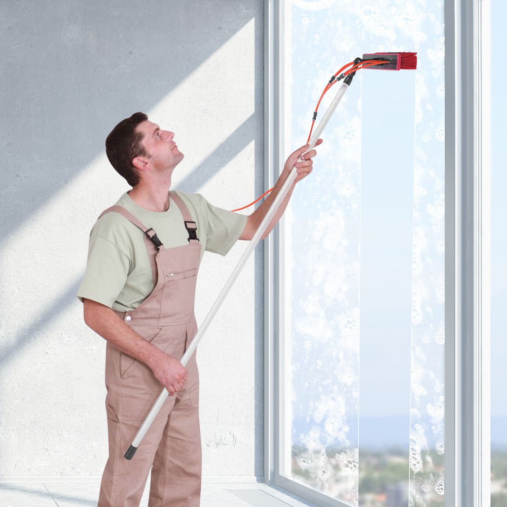For Window+ Solar Panel Clean Washing Water Fed Pole Cleaning Brush Tool 26FT