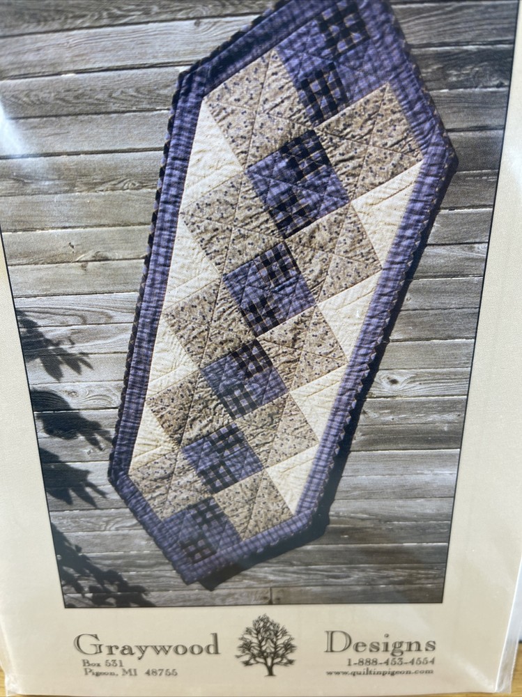 CRAFTS NOS Sewing Pattern FABRIC QUILT DOUBLE FOUR PATCH TABLE RUNNER 55X22