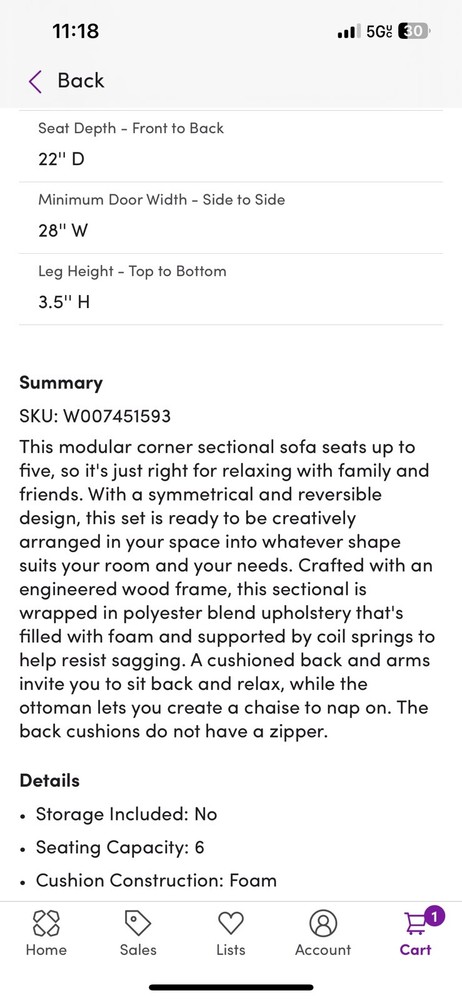 Roeder 6 Piece Sectional