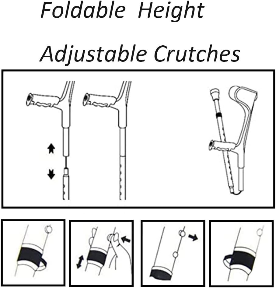 Forearm Walking Cane Crutch Handle lightweight adjustable, foldable aluminum