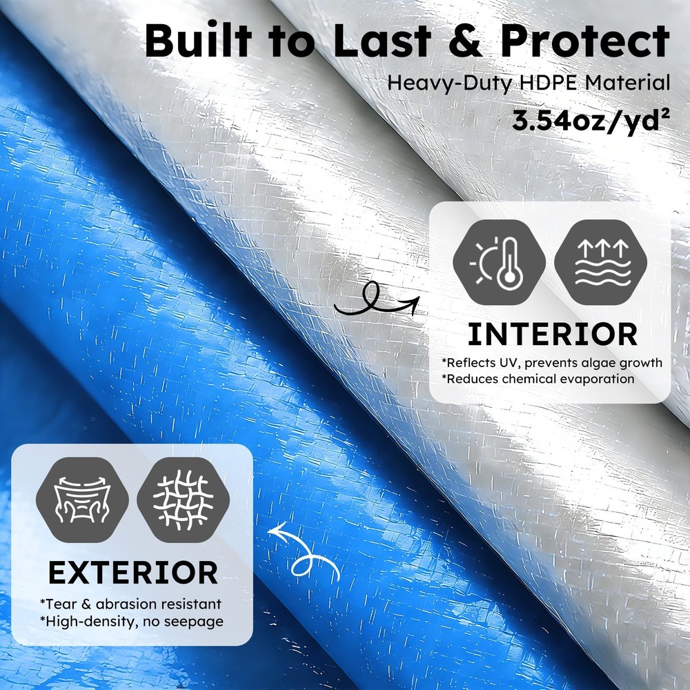 MR. COVER 15 FT Pool Covers for Above Ground Pools, 185G Extra Thick Durable ...