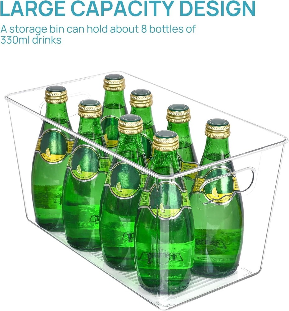 6 PCS Clear Plastic Storage Bins, Pantry Organizer Containers with Handle for...