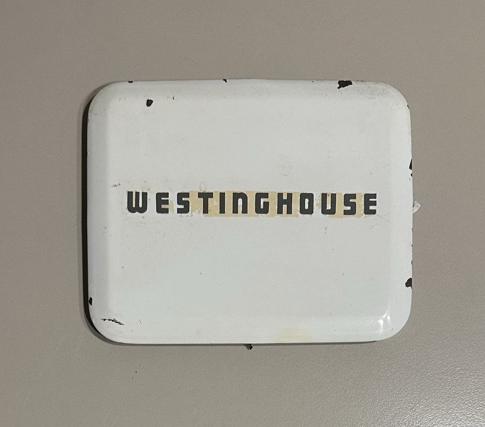 Original Westinghouse Roaster Oven Cabinet Stand Clock Delete Plate.