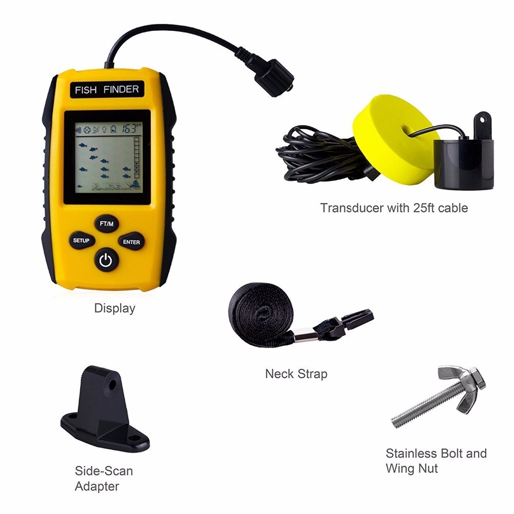Wired Fish Finder Portable Display Fish Finder Boat 100M Depth Range