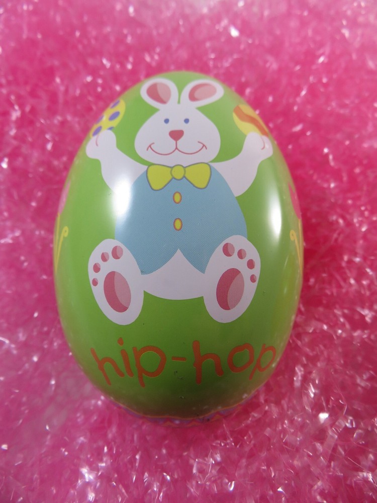 Tin Easter Eggs 3 Empty Candy Containers Spring Theme Hip-Hop Chickie Bloom
