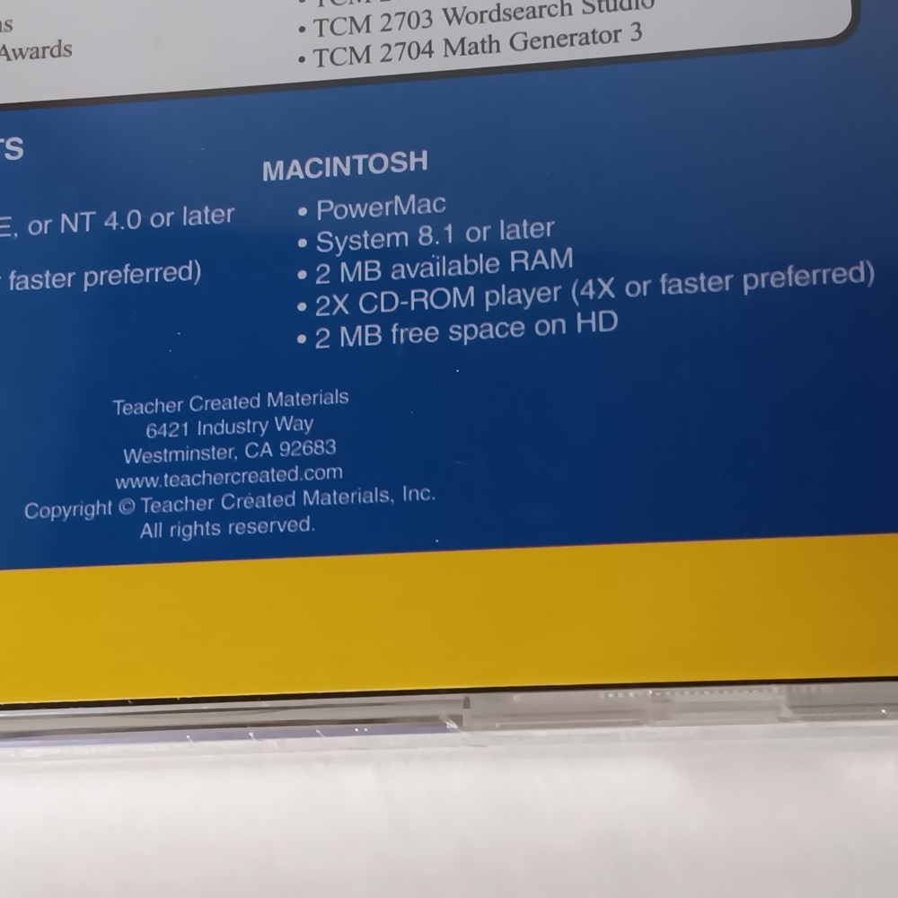 Vintage Software Tools, Gradekeeper, Teacher Created Materials Sealed CD-ROM