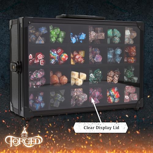 Dice Display Case and Rolling Tray with 3 Removable Divided Dice Trays -
