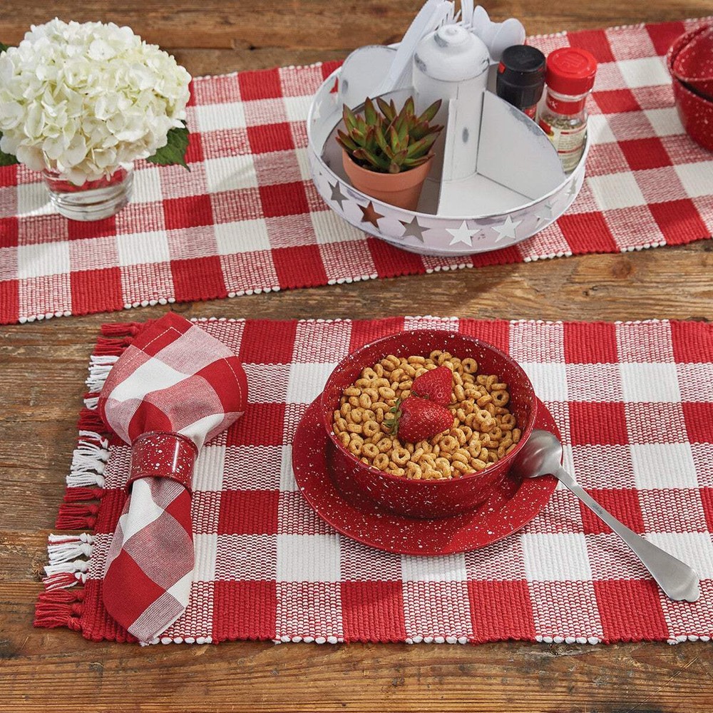 Buffalo Red and White Check Yarn Placemats