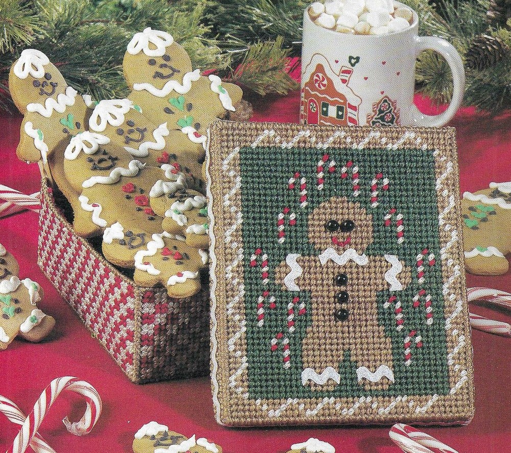 GINGERBREAD GIFT BOX CHRISTMAS PLASTIC CANVAS PATTERN INSTRUCTIONS