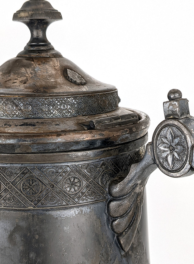 Monumental Reed & Barton Silver Plate Porcelain Ice Pitcher - 1878