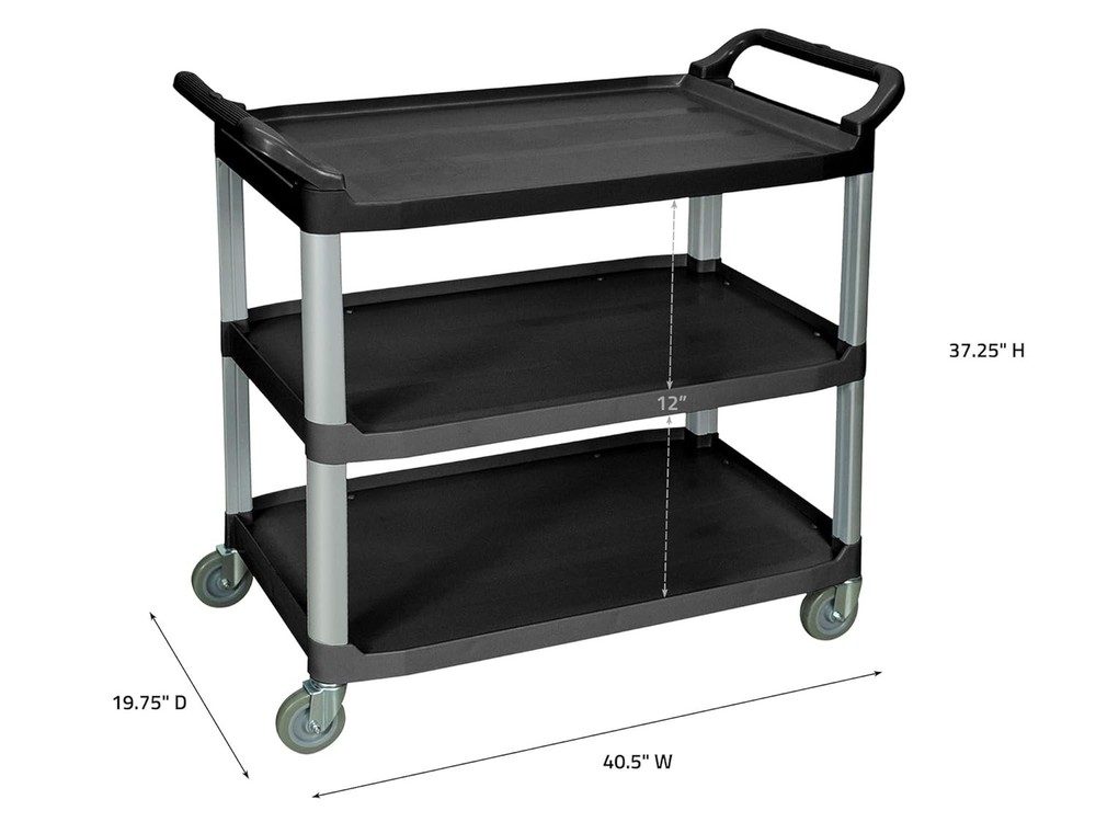 Home Office Large Multipurpose Three Shelves Serving Cart Black
