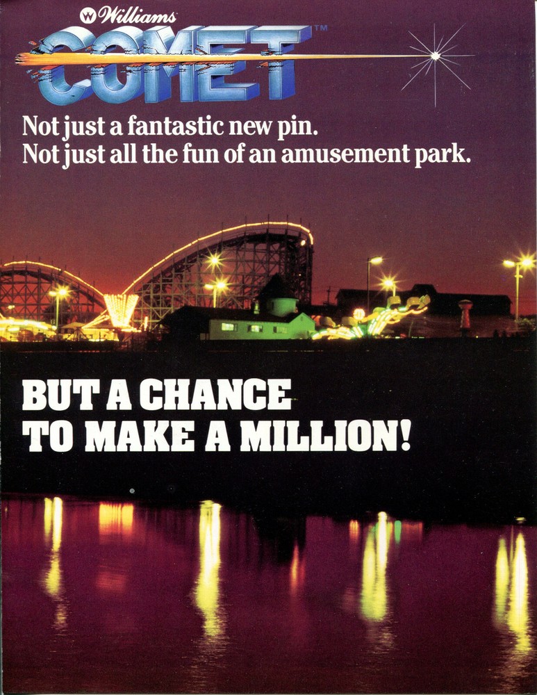 Comet Williams Pinball Flyer / Brochure/ Ad Mint