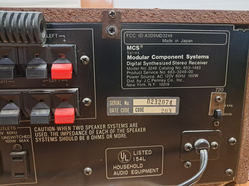 MCS 3249 Modular Component Systems Digital Synthesized Stereo Receiver