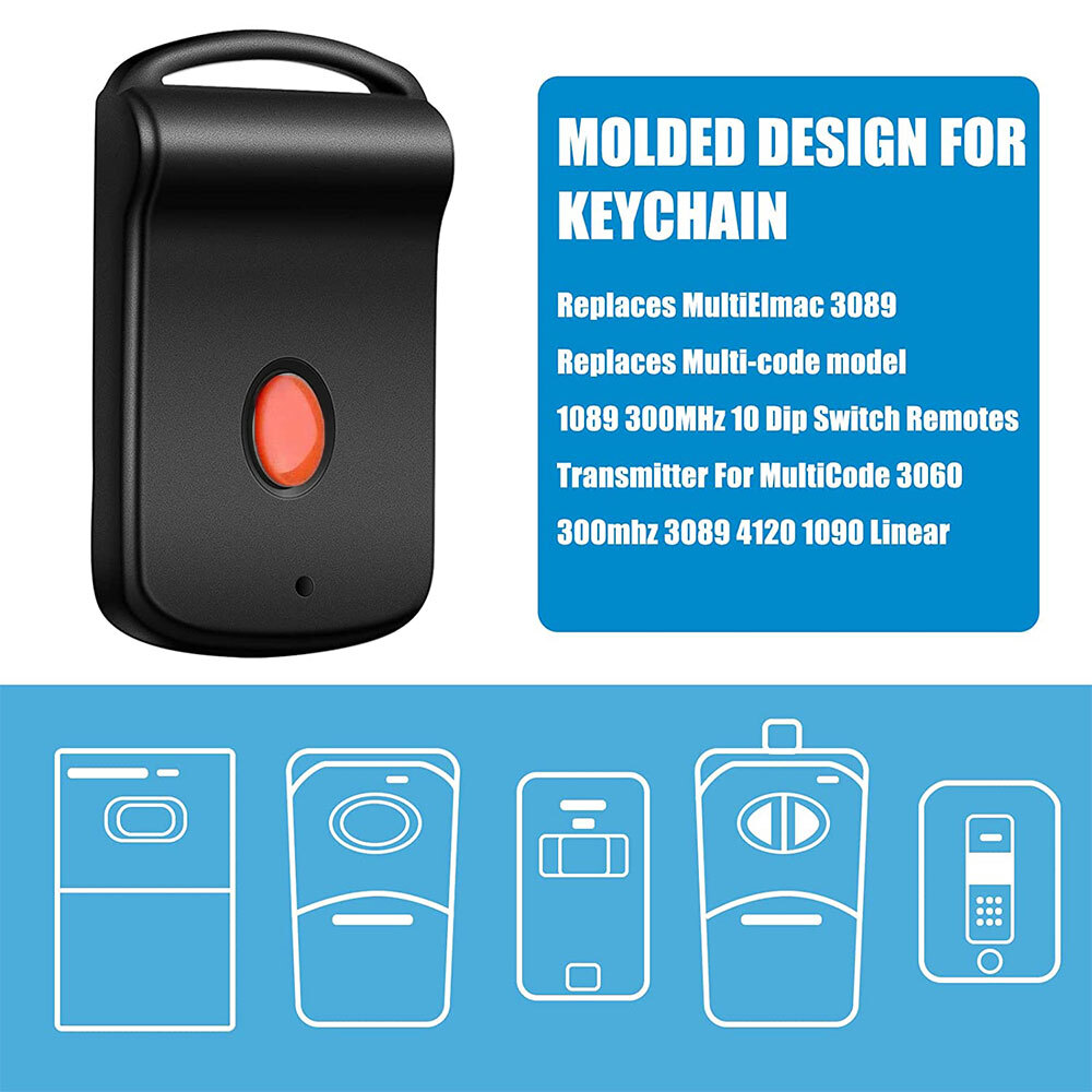 10 Dip Switch Garage Door Opener Remote Transmitter for Multi-Code 3060 300mHz