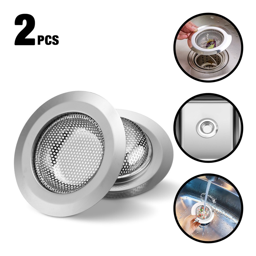 2× 4.5" Kitchen Sink Strainer Stopper Stainless Steel Drain Basket Waste Plug
