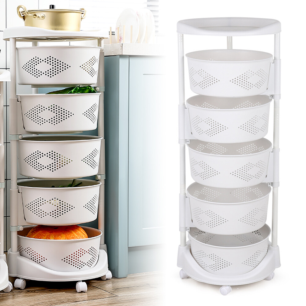 Rotating Storage Shelf, 5-tier Design for Easy Access and Large Capacity
