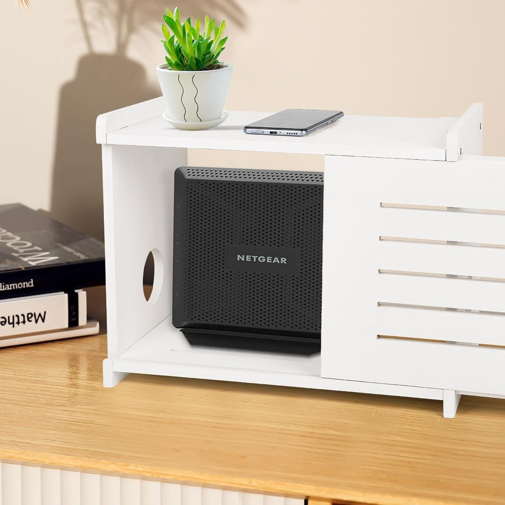 White Router Shelf Projector Shelf Projector Stand Router Storage Box Modem