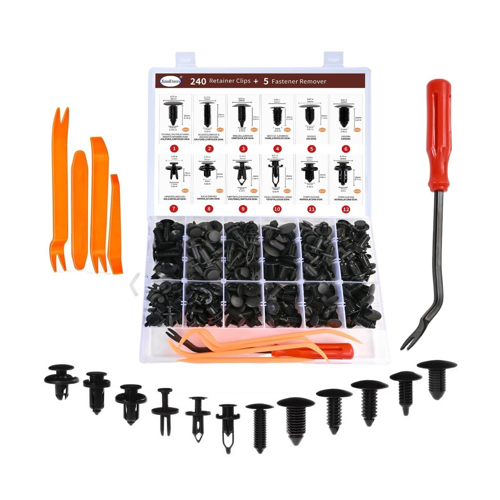 240PCS Car Bumper Retainer Clips Kit - Auto Plastic Rivets & Push Fasteners S...