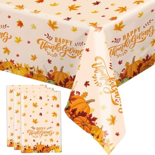 3 Pack Thanksgiving Tablecloth, 108x54inch Fall Thanksgiving Tablecloth