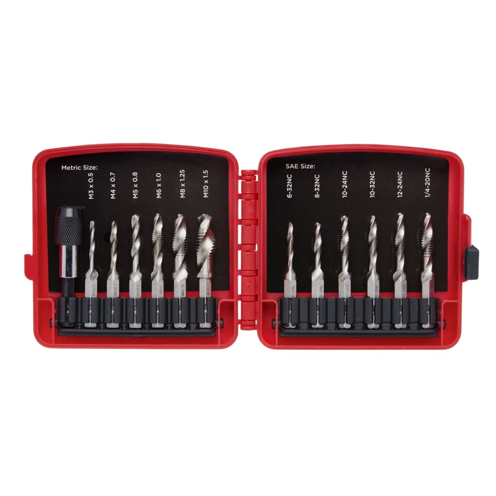 10059A Combination Drill and Tap Bit Set with Quick Change Adapter, 13 Piece,...