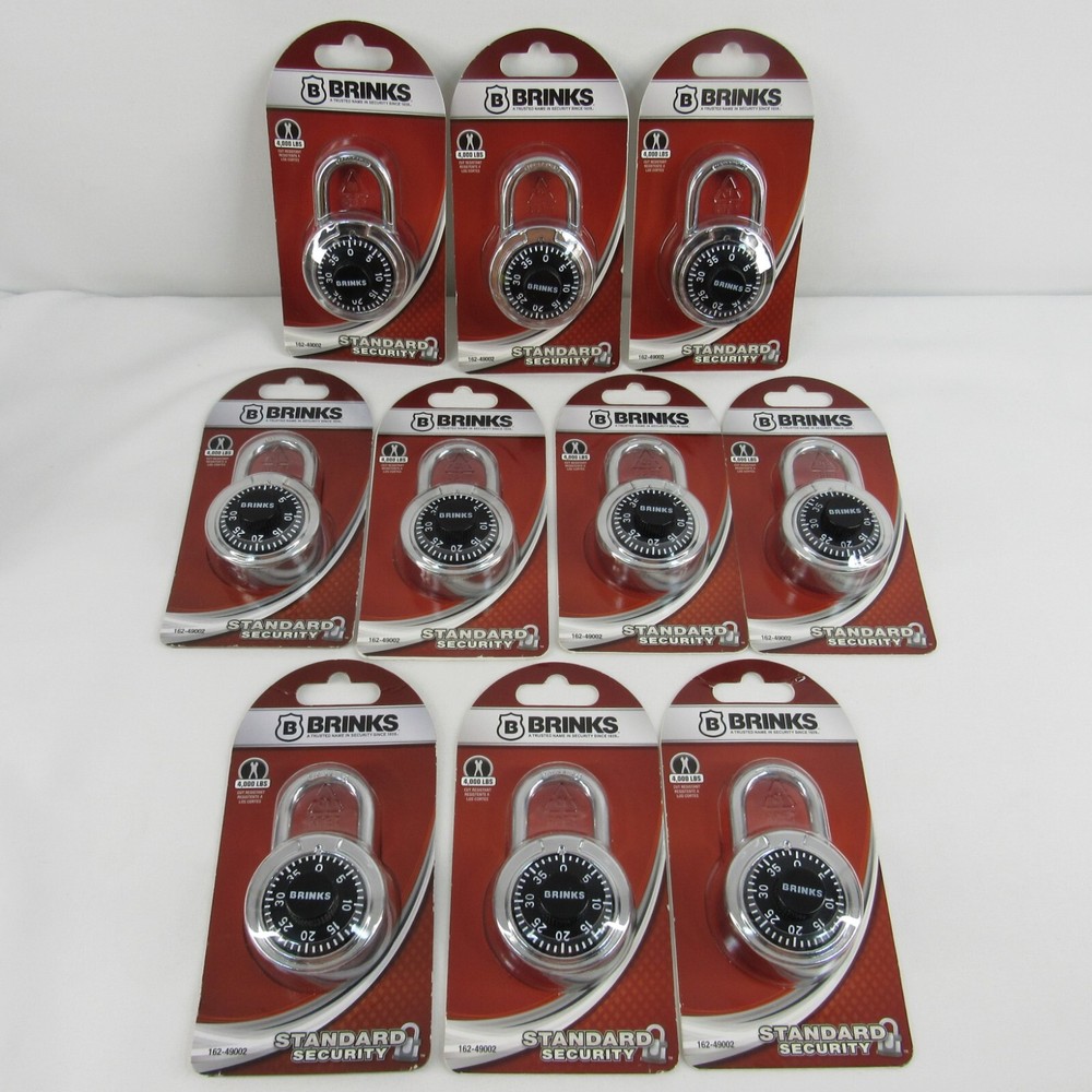 Qty. 10 Brinks Padlock Standard Security 3 Dial Combination Lock  #162-49002