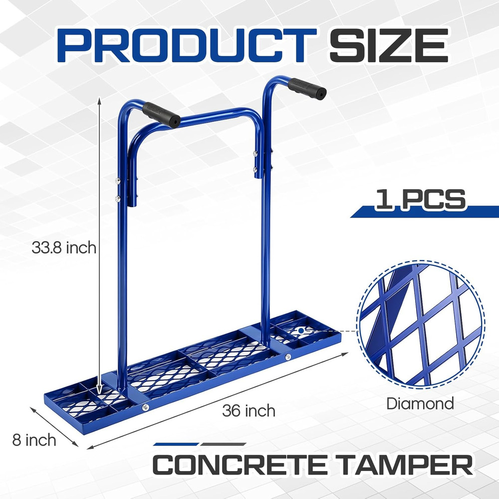 36" Concrete Tamper with 33.8" Handle for Effortless Compaction