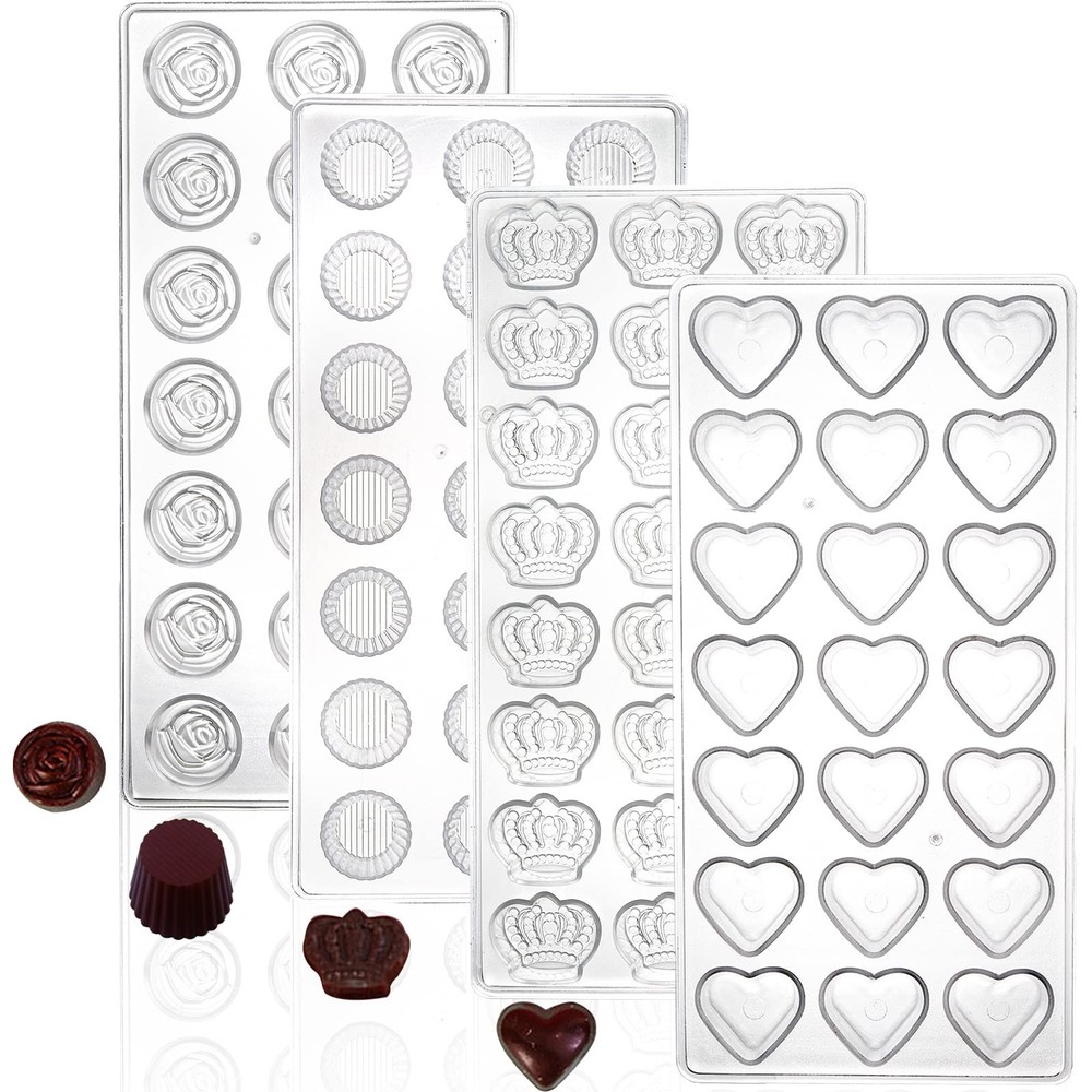 ZEAYEA 4 Pack 87 Grids Polycarbonate Chocolate Mold, Candy Making Mold, DIY M...