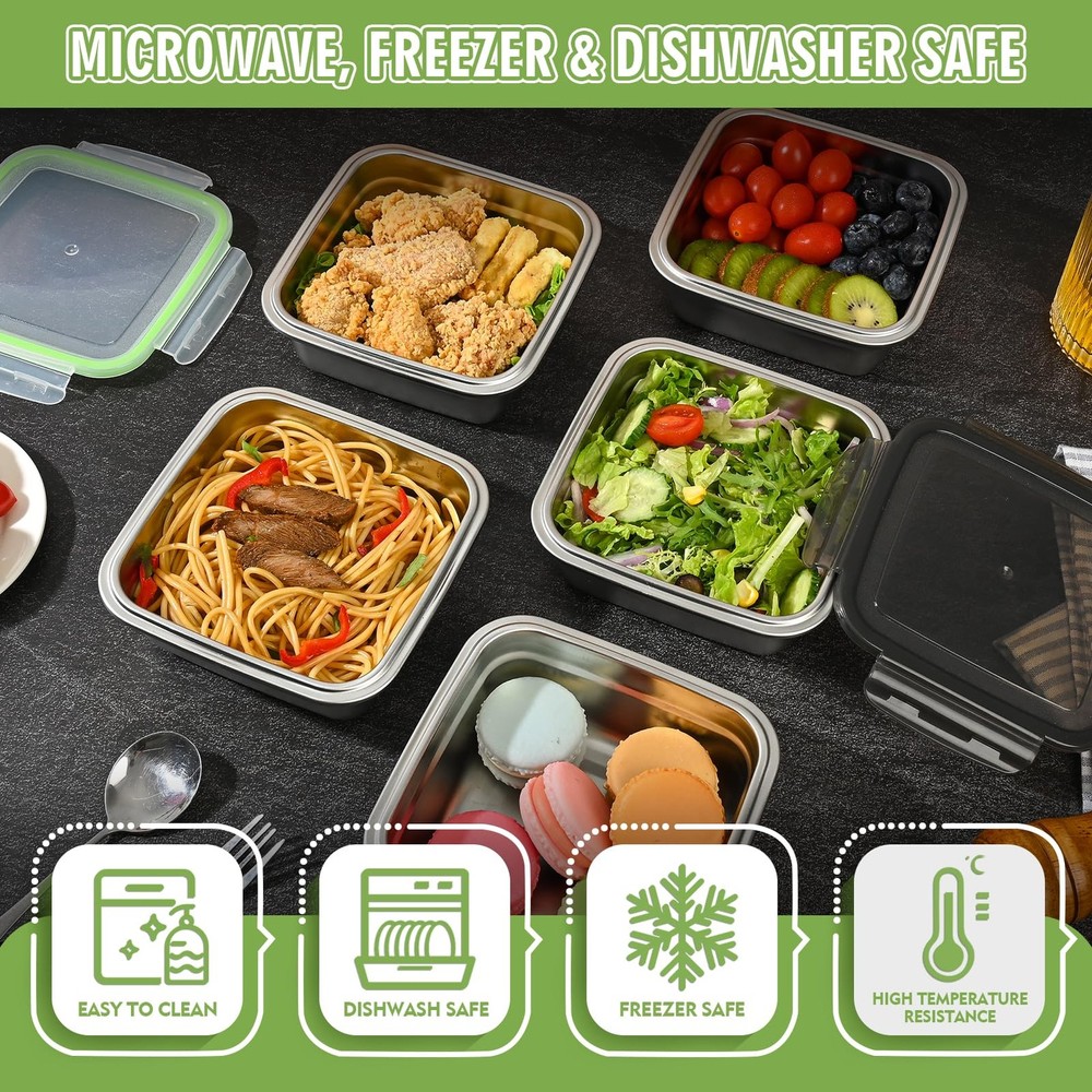monoan 2 Pack Sandwich Containers, 24oz Stainless Medium, Black – 2-Pack